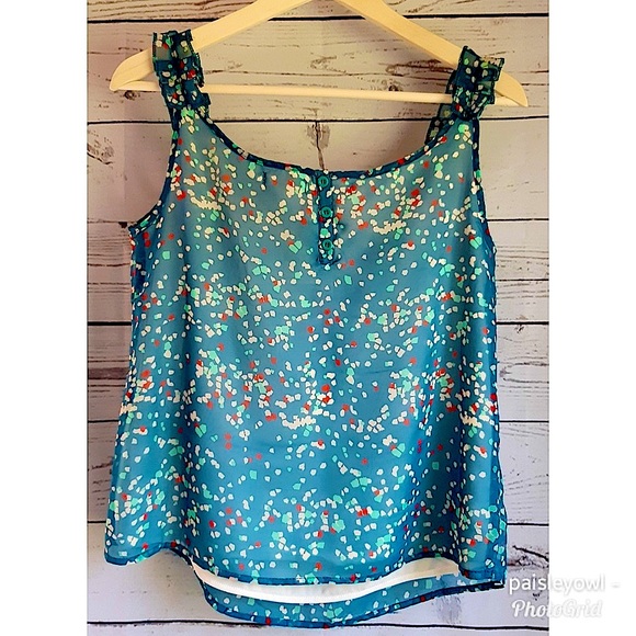 Anthropologie TULLE Tank Blouse Ruffle Strap - Picture 3 of 8